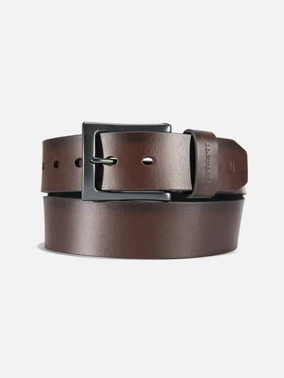 (A0005510) 버니쉬드 레더 박스 버클 벨트 BROWN